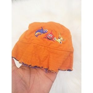 orange and blue baby shark bucket style hat